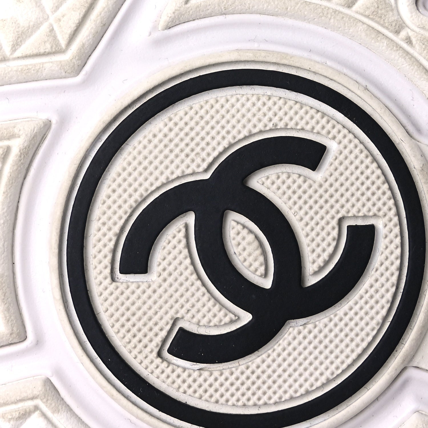 Chanel Suede Calfskin Fabric CC Sneakers 37.5 White 6 of 9