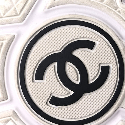 Chanel Suede Calfskin Fabric CC Sneakers 37.5 White 6 of 9