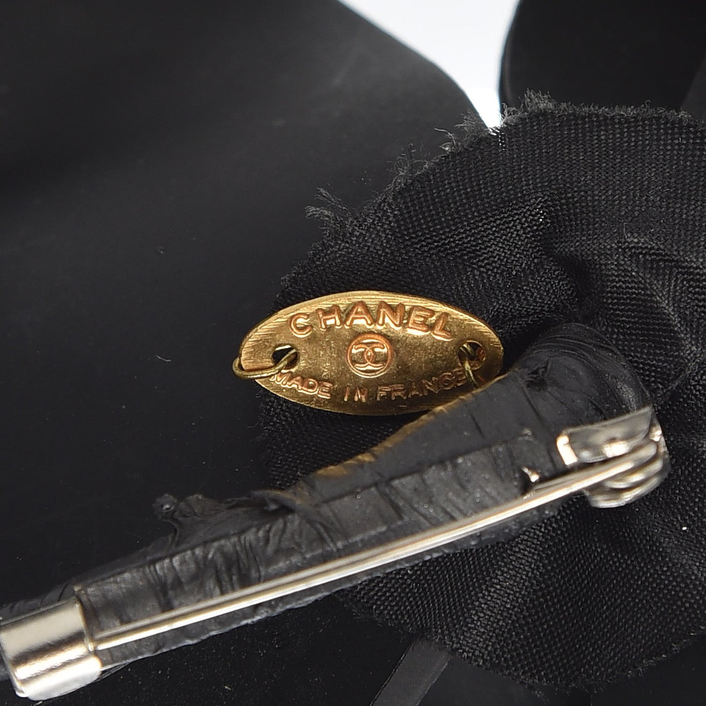 Patent Camellia Pin Brooch Black