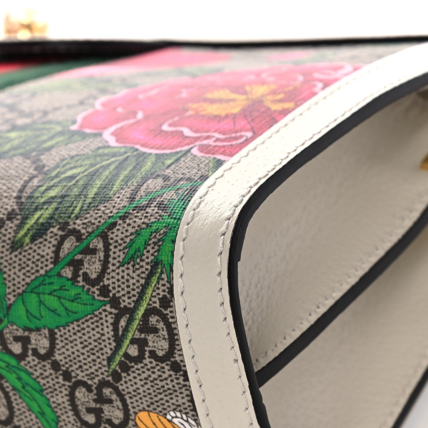 Gucci GG Supreme Monogram Flora Web Small Ophidia Chain Shoulder Bag White 13 of 14