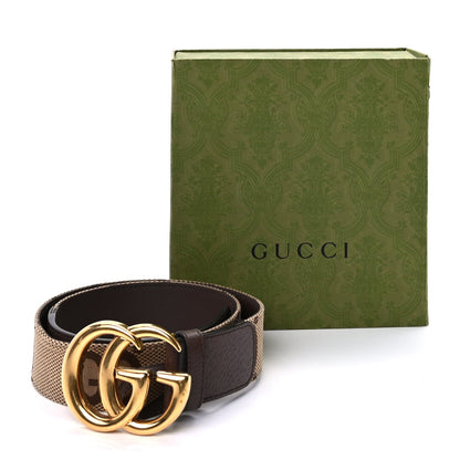 Gucci Monogram Jumbo GG Textured Dollar Calfskin Double G 40mm Belt 80 32 Camel Ebony 6 of 6