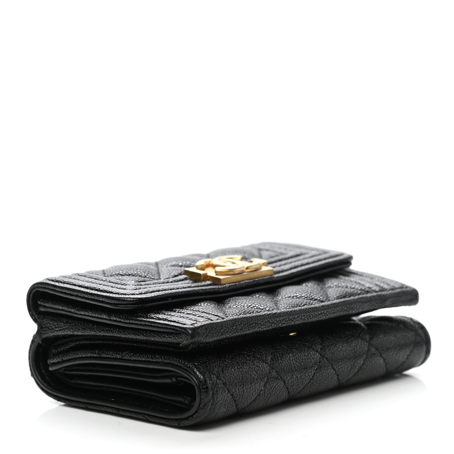 Caviar Quilted Small Boy Flap Wallet Black