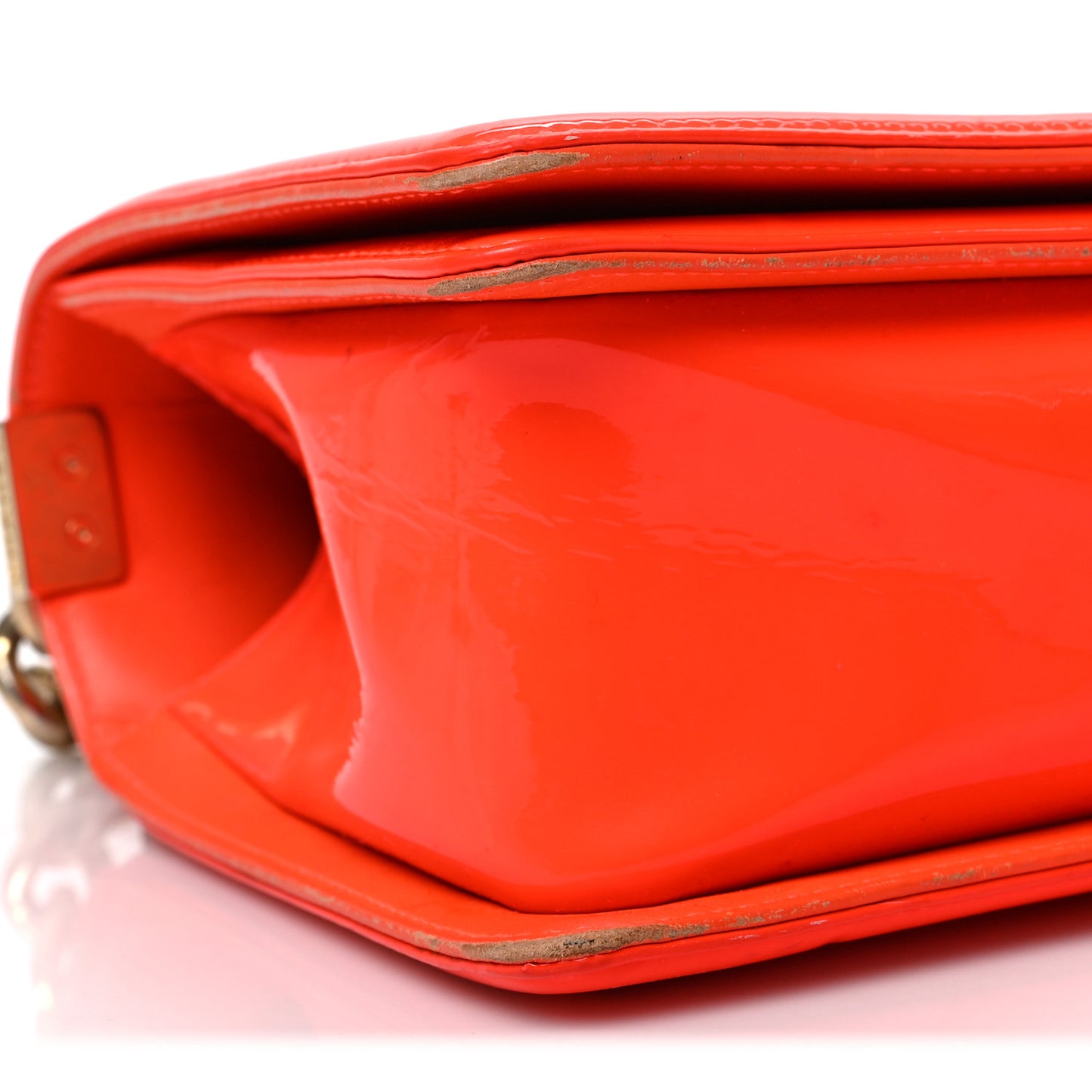 Patent Quilted Medium Boy Flap Orange