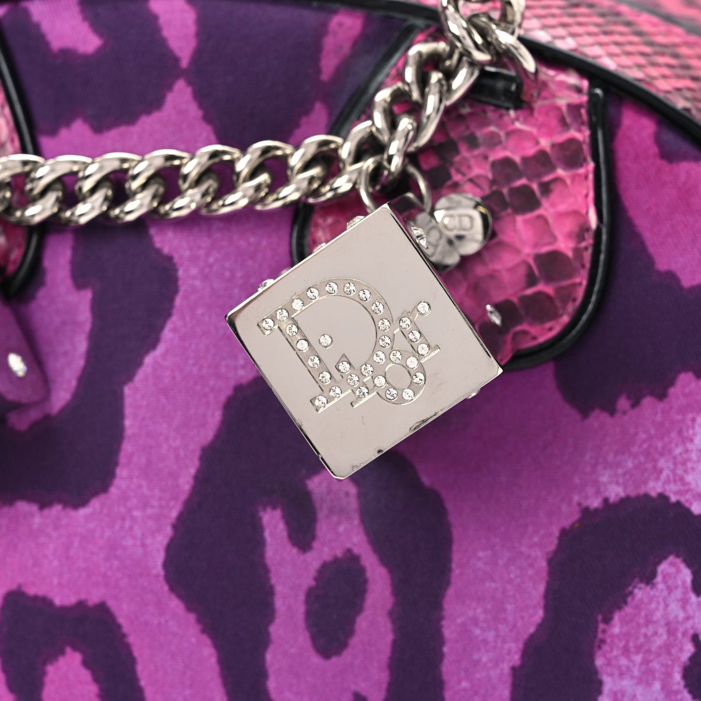 Snakeskin Leopard Gambler Dice Bowler Pink