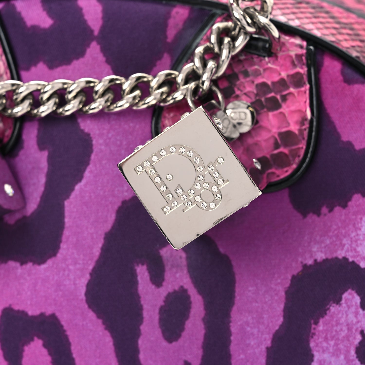 Christian Dior Snakeskin Leopard Gambler Dice Bowler Pink 7 of 9