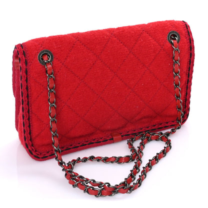 Chanel Wool Quilted Jumbo Edelweiss Single Flap Red 2 of 7