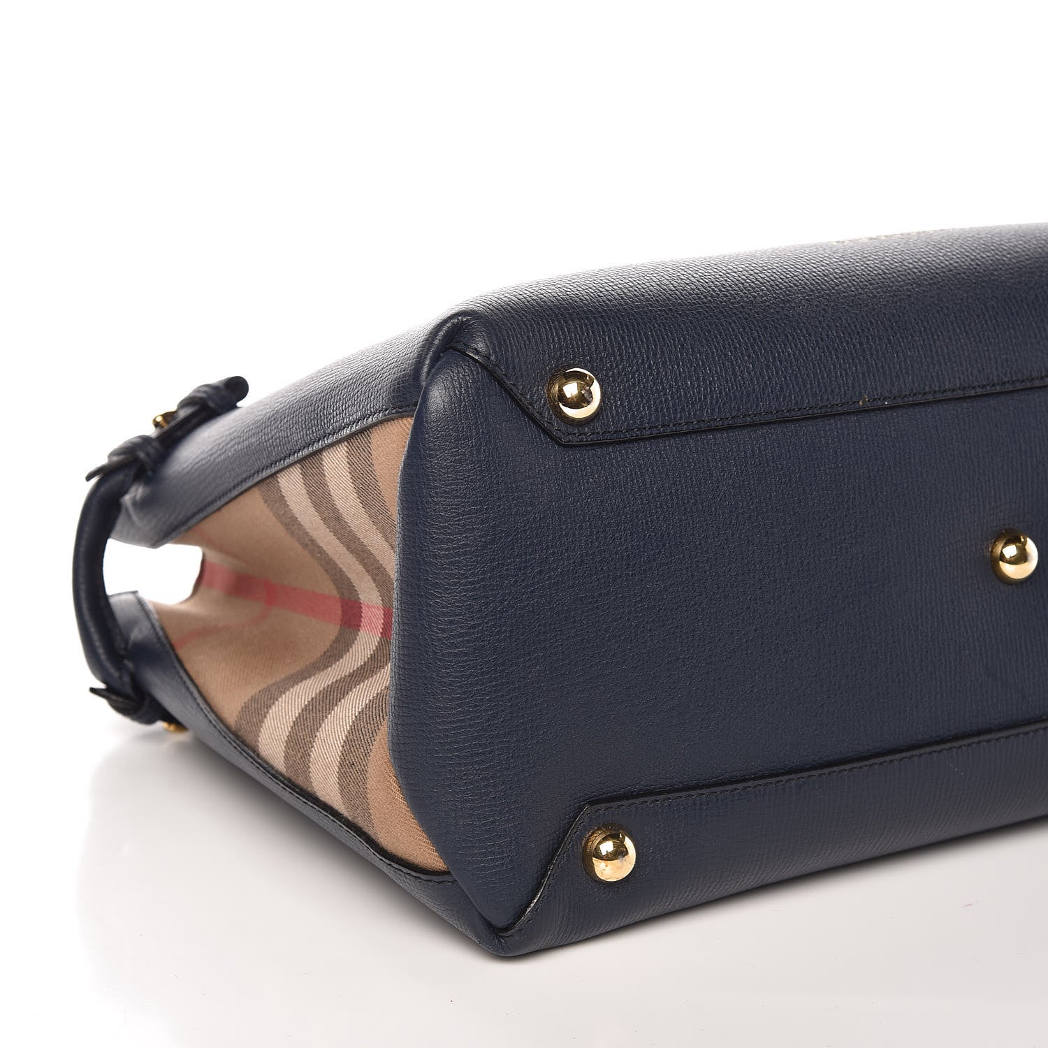 Burberry Grainy Calfskin House Check Medium Banner Tote Ink Blue 5 of 10