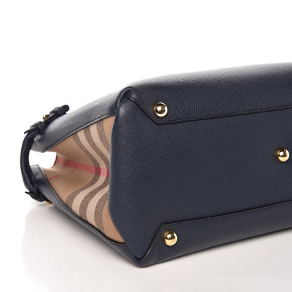 Burberry Grainy Calfskin House Check Medium Banner Tote Ink Blue 5 of 10