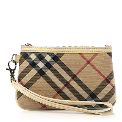 Burberry Nova Check Wristlet Pouch White 1 of 9