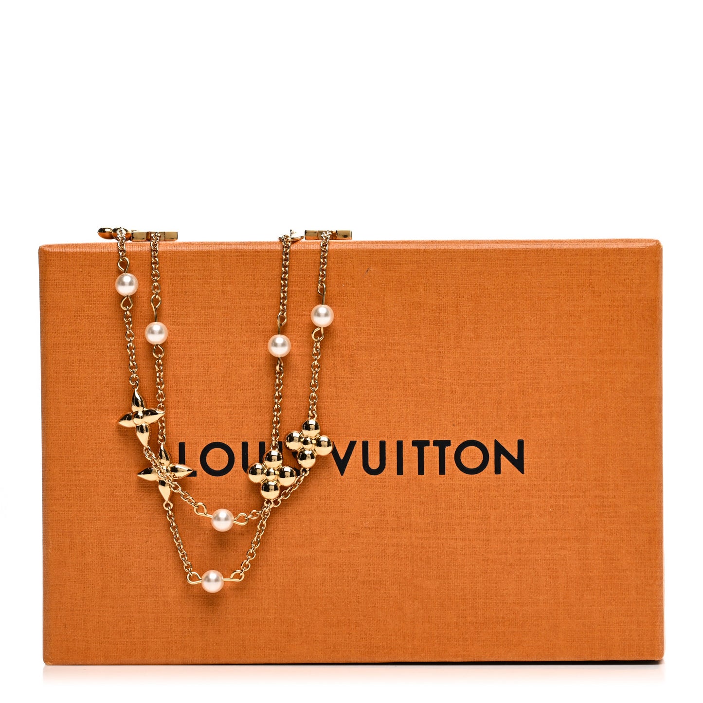 Metal Resin Louisa Long Necklace Gold White