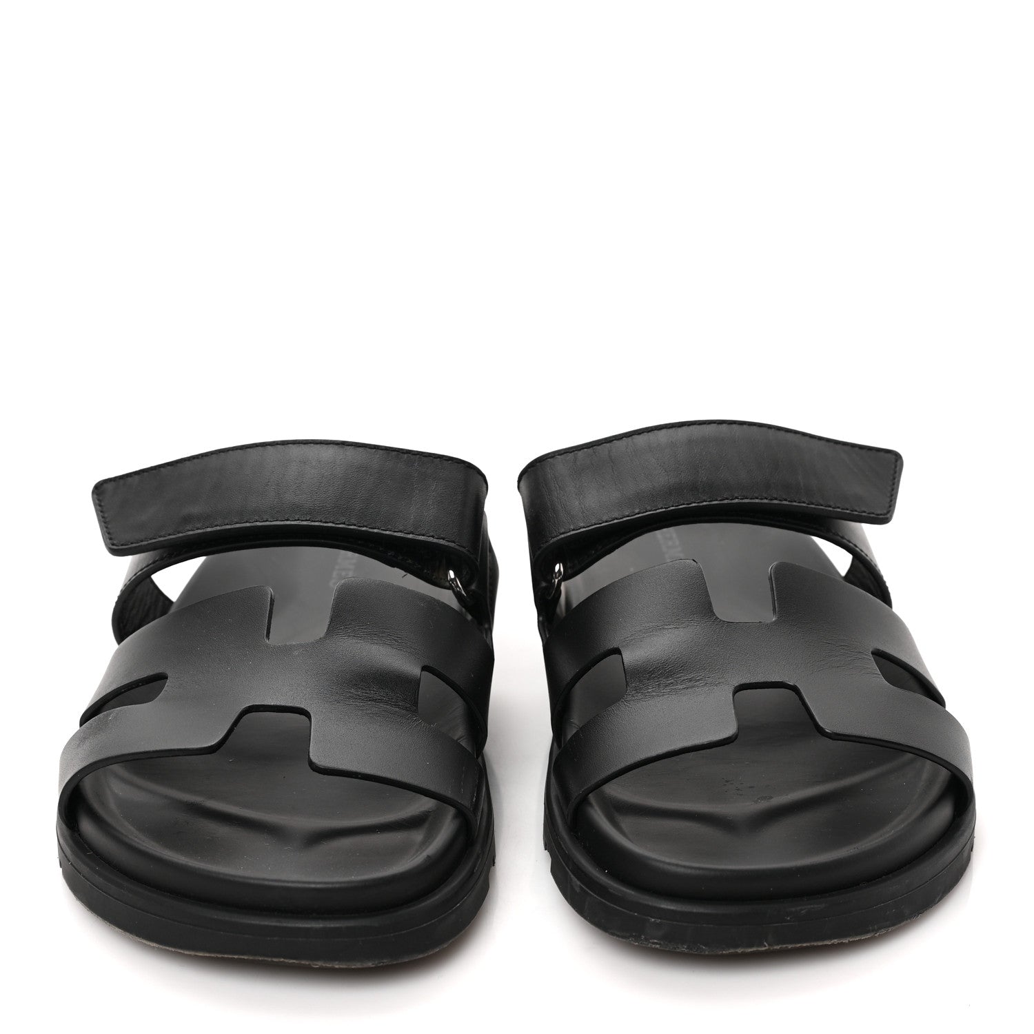 Hermes Calfskin Womens Chypre Sandals 35.5 Black 2 of 10