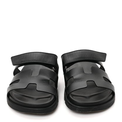 Hermes Calfskin Womens Chypre Sandals 35.5 Black 2 of 10