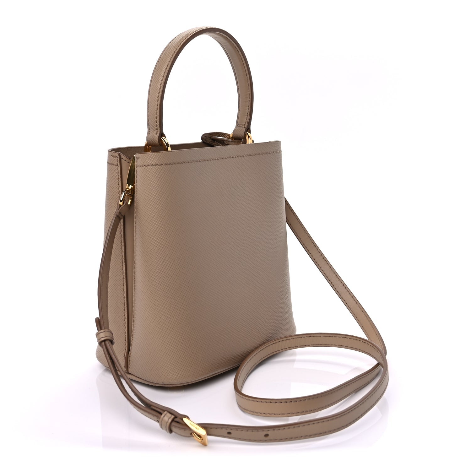 Prada Saffiano Cuir Calfskin Small Panier Bucket Bag Cipria 2 of 8