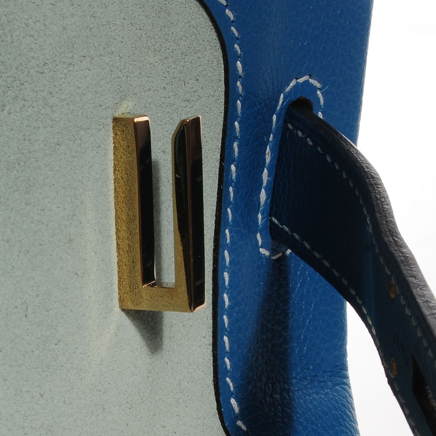 Veau Doblis Evergrain Grizzly Birkin 35 Bleu de Galice Ciel