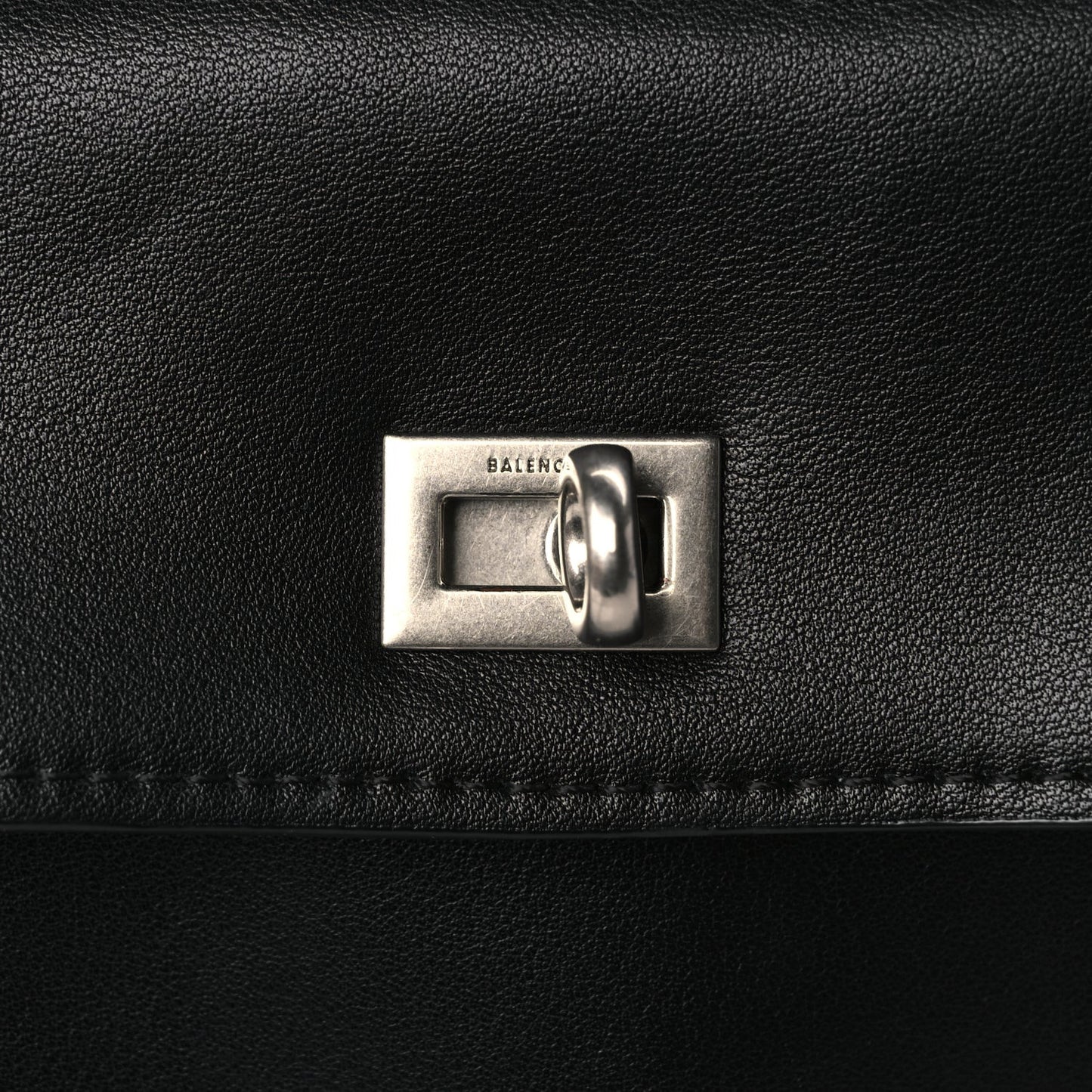 Natural Smooth Calfskin Medium Rodeo Top Handle Handbag Black