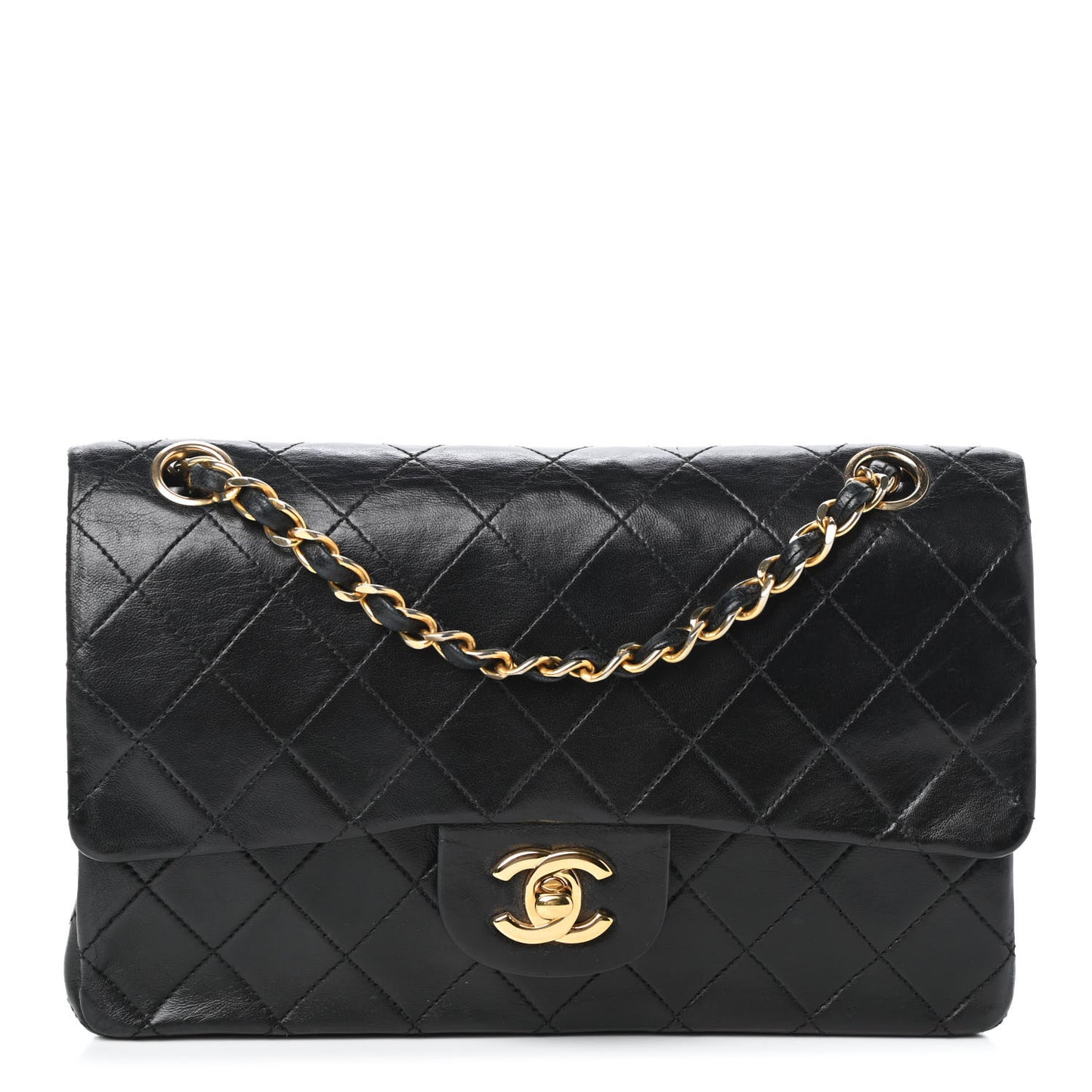 Lambskin Quilted Small Double Flap Black