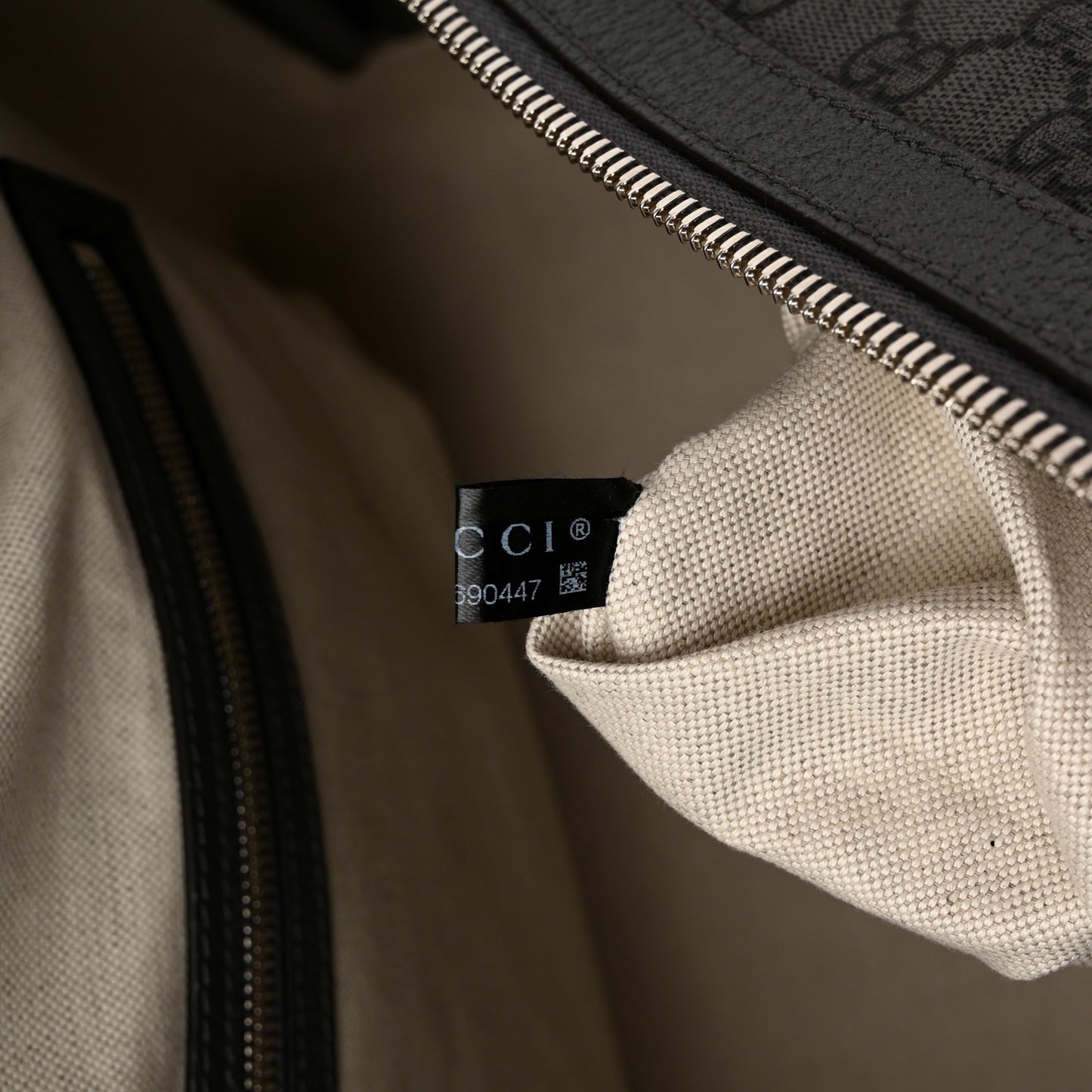 GG Supreme Monogram Textured Dollar Calfskin Large Savoy Duffle Bag Grey Black Graphite Grey