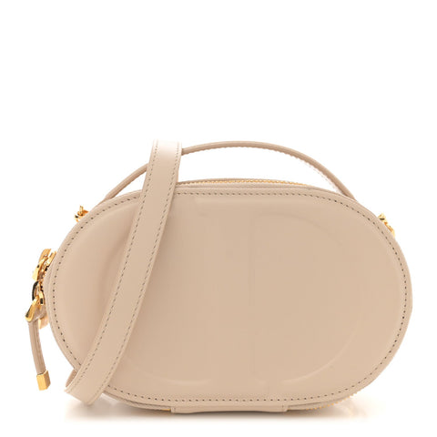 Calfskin CD Signature Oval Crossbody Camera Bag Caramel Beige