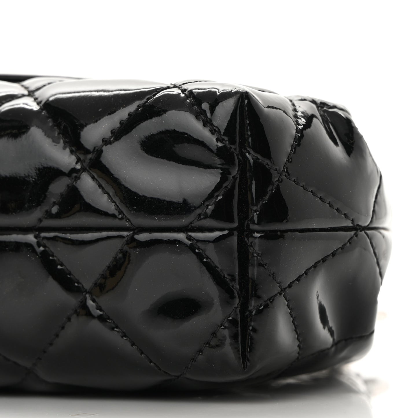 Patent Quilted Coco Shine Small Accordion Flap Black