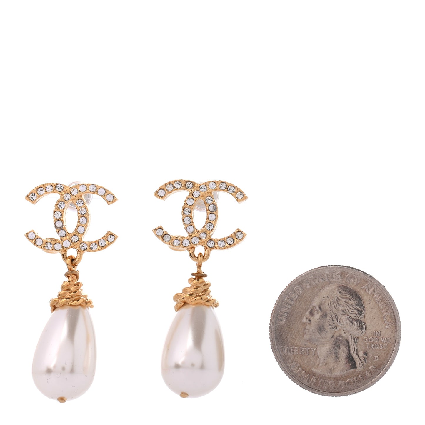 Crystal Pearl CC Braided Drop Earrings Gold