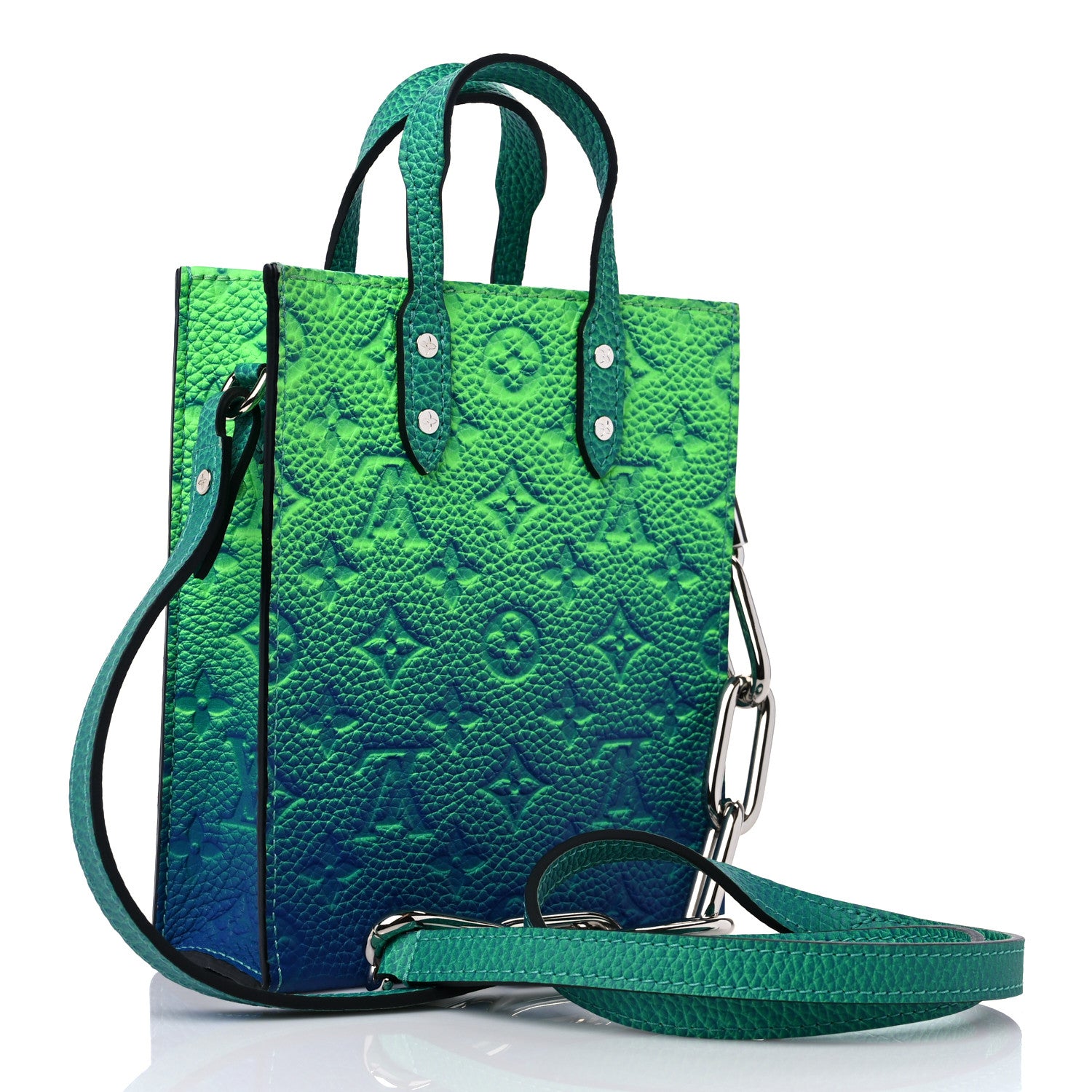 Louis Vuitton Taurillon Illusion Sac Plat XS Bleu Vert 3 of 8