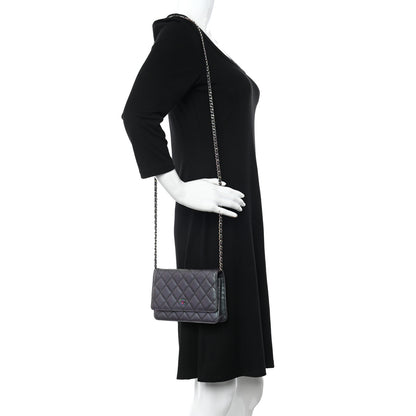 Chanel Iridescent Goatskin Quilted Wallet On Chain WOC Purple 2 of 12