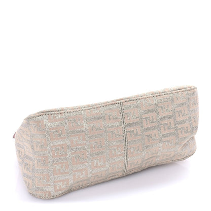 Fendi Metallic Jacquard Zucchino Suede Mini Mama Baguette  Cipria Argento Grigio 3 of 7