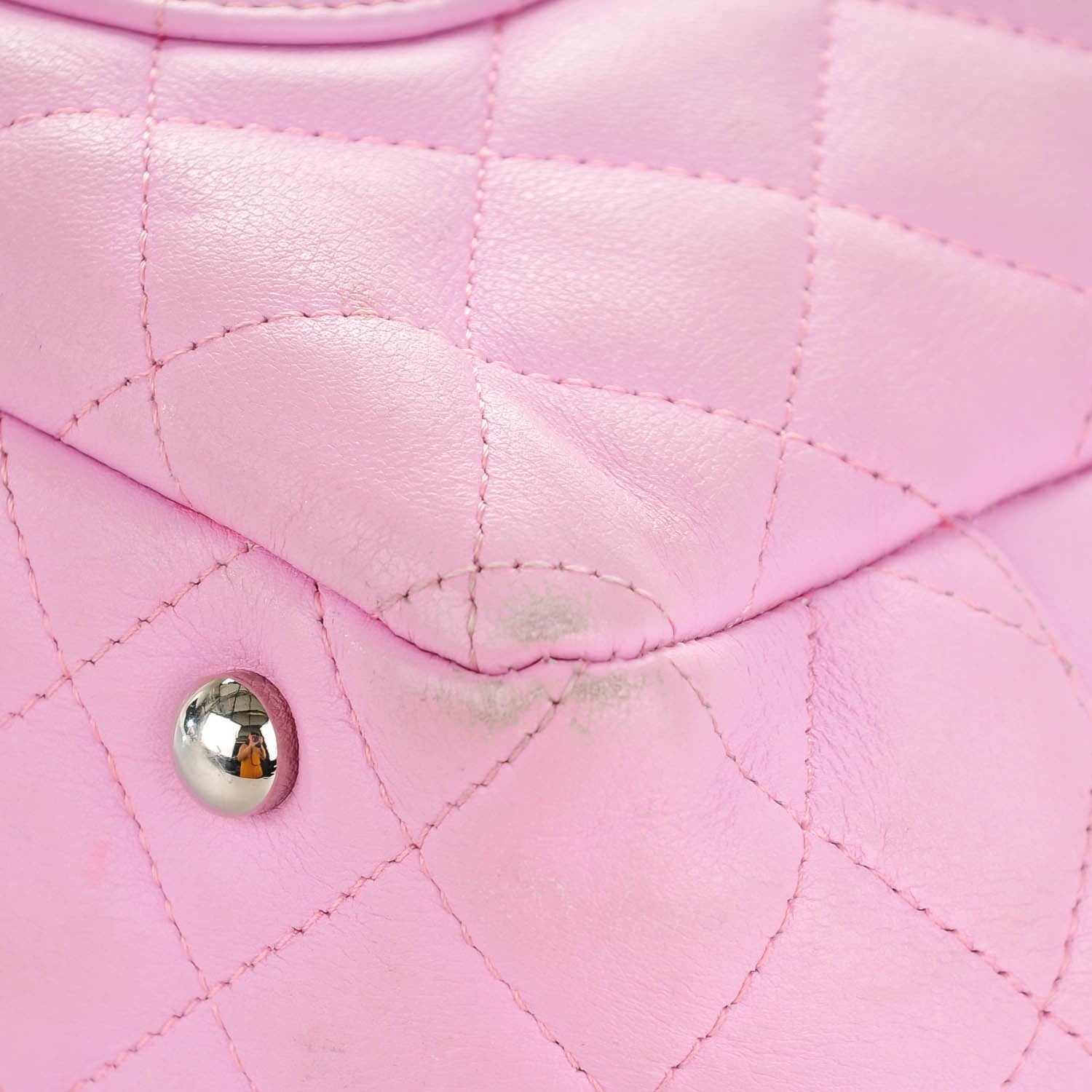 Chanel Calfskin Quilted Large Cambon Bowler Pink Black 10 of 13