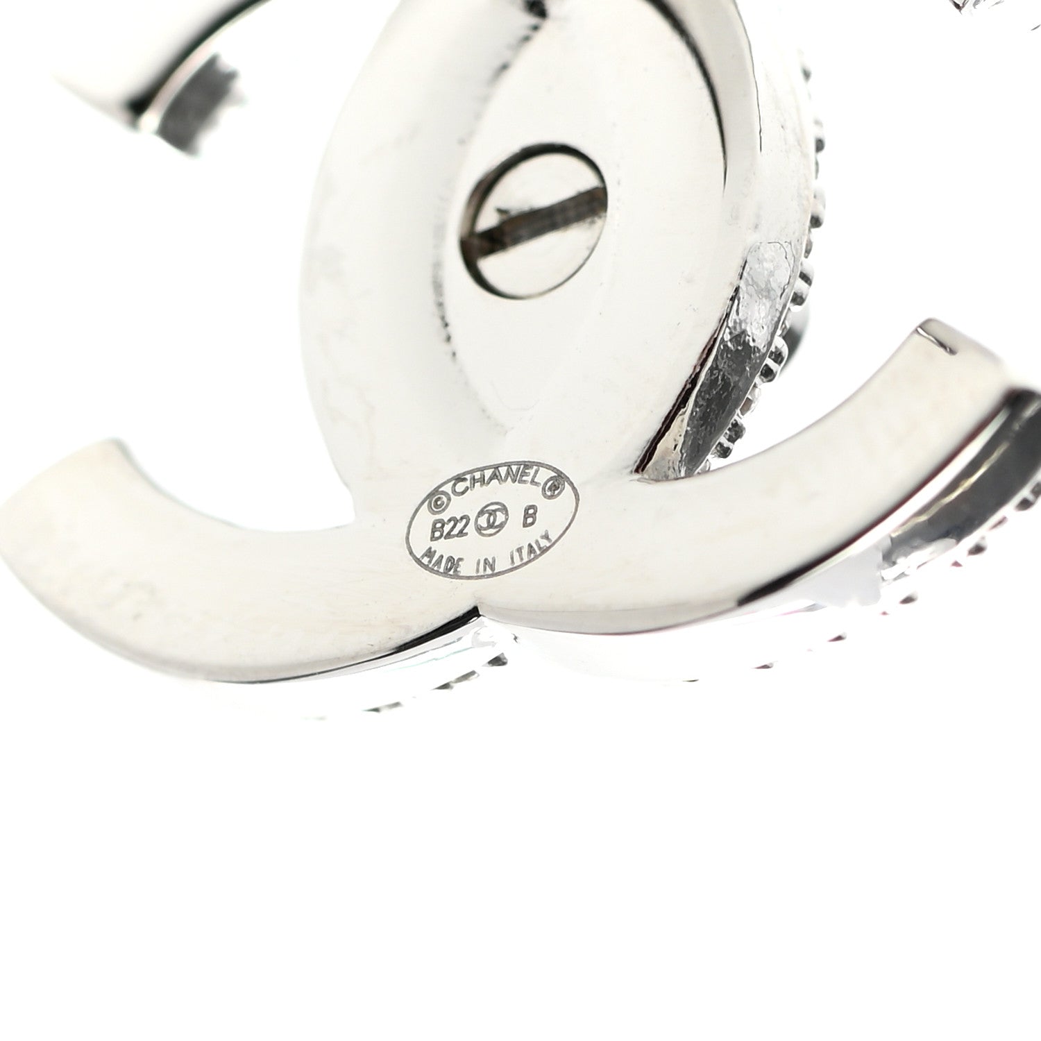 Chanel Crystal CC Turnlock Earrings Silver 4 of 5