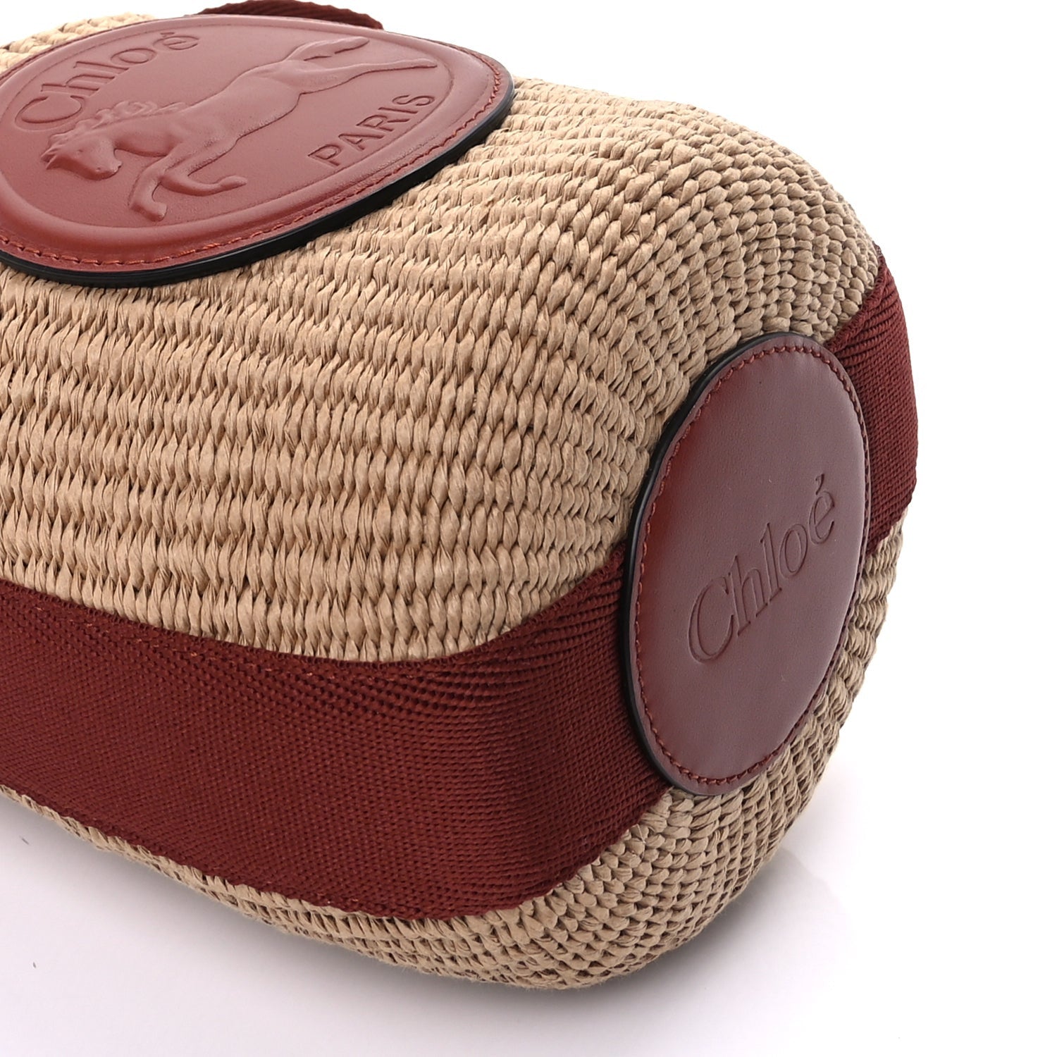 Chloe X MIFUKO Paper Raffia Calfskin Small Horse Medal Bucket Bag Sepia Brown 11 of 14