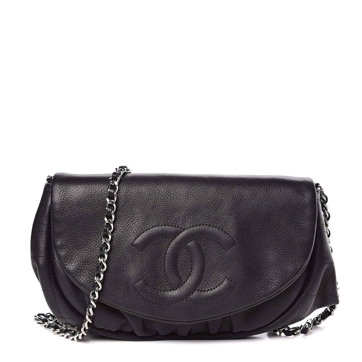 Chanel Caviar Half Moon Wallet On Chain WOC Black 1 of 11