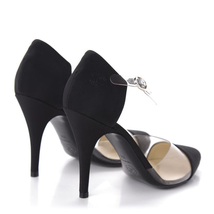 Chanel PVC Silk Crepe Cap Toe CC Pumps 35 Black 4 of 7