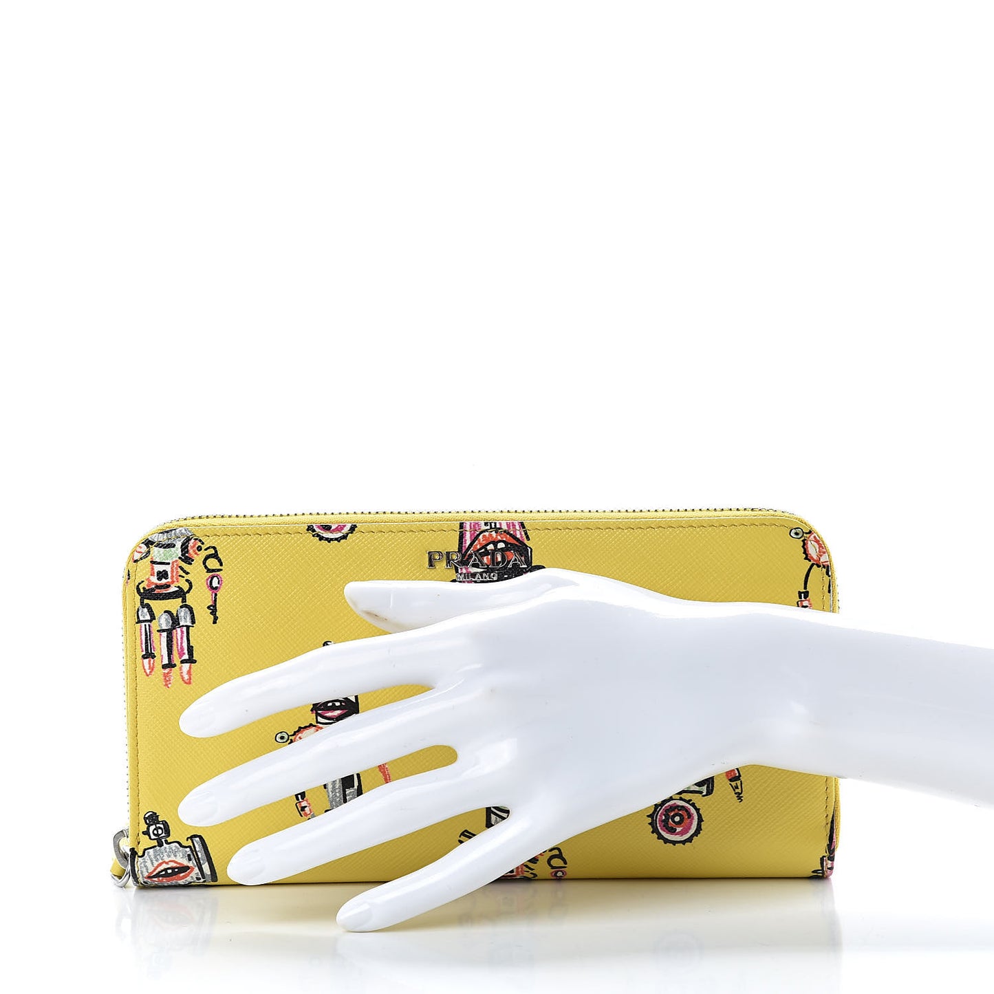 Saffiano Robot Zip Around Wallet Giallo