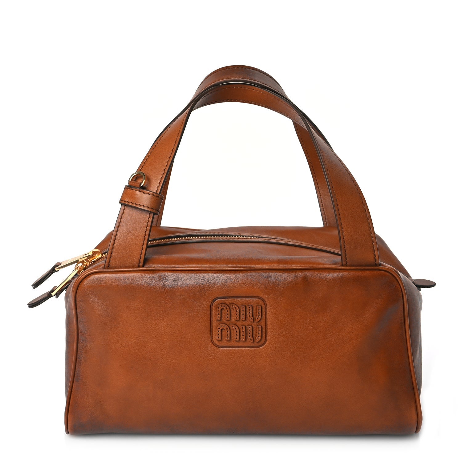 Miu Miu Calfskin Top Handle Bag Cognac 1 of 8