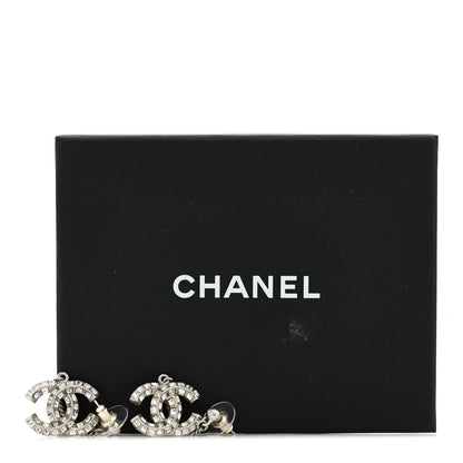Chanel Crystal Baguette CC Dangle Earrings Silver 5 of 5