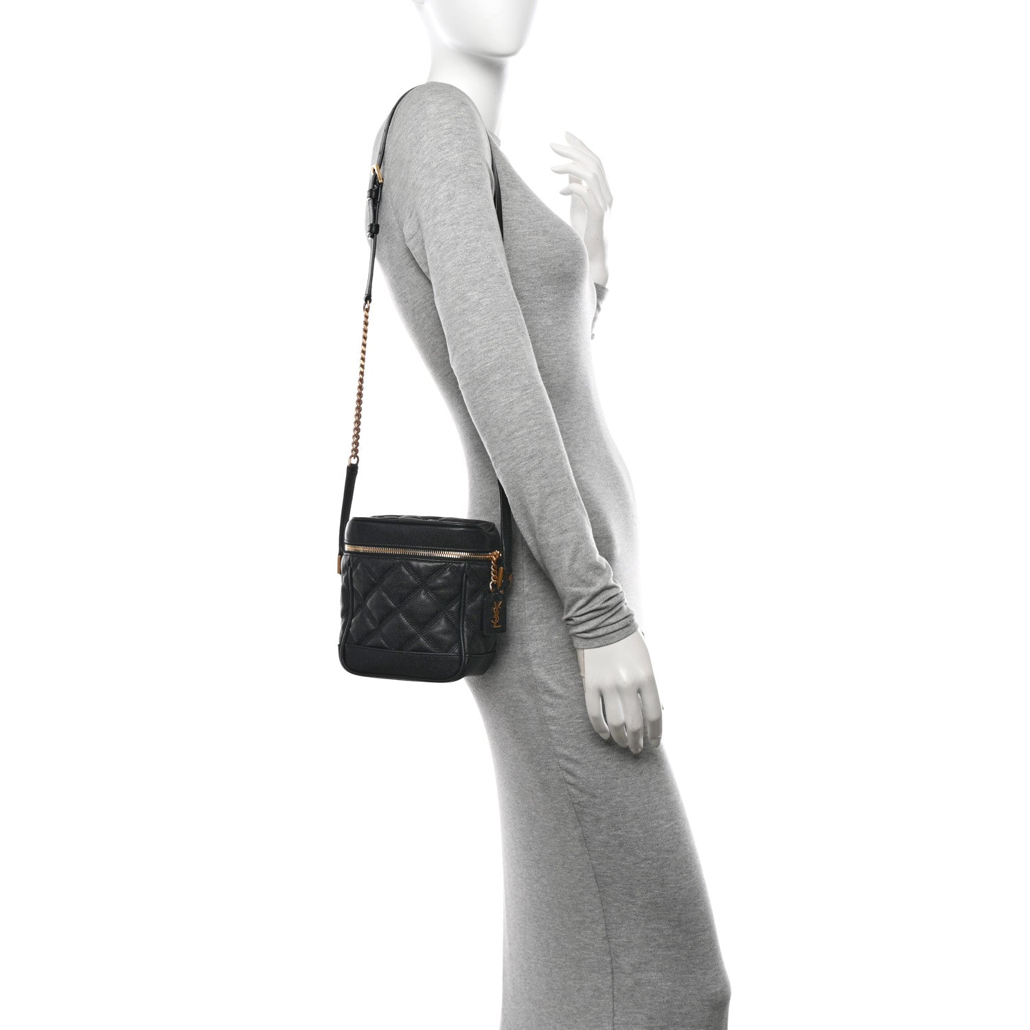 Saint Laurent Grain de Poudre Quilted 80's Vanity Bag Black 2 of 10