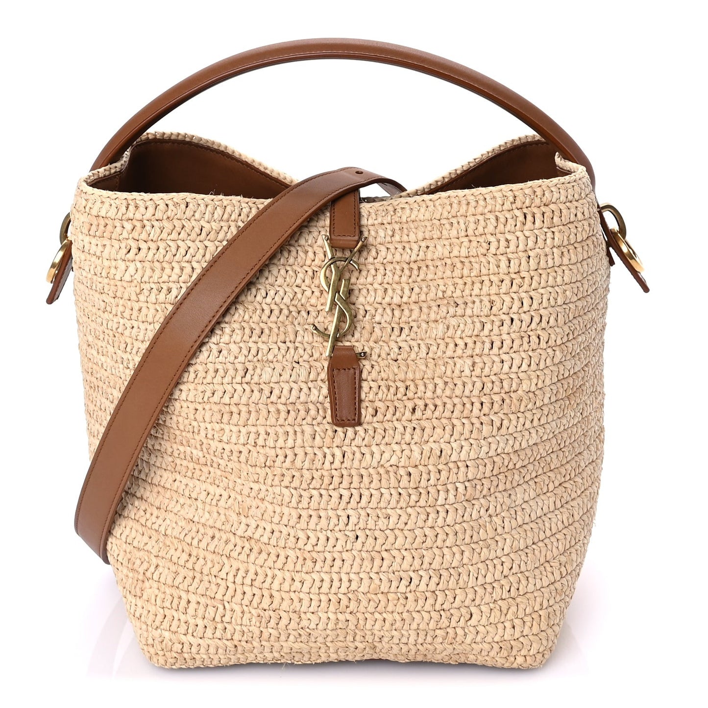 Raffia Vegetable Tanned Calfskin Le 37 Bucket Bag Natural Brick