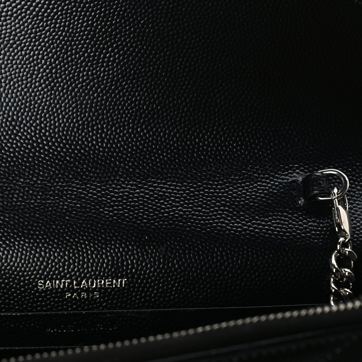 Grain De Poudre Matelasse Chevron Monogram Envelope Chain Wallet  Black