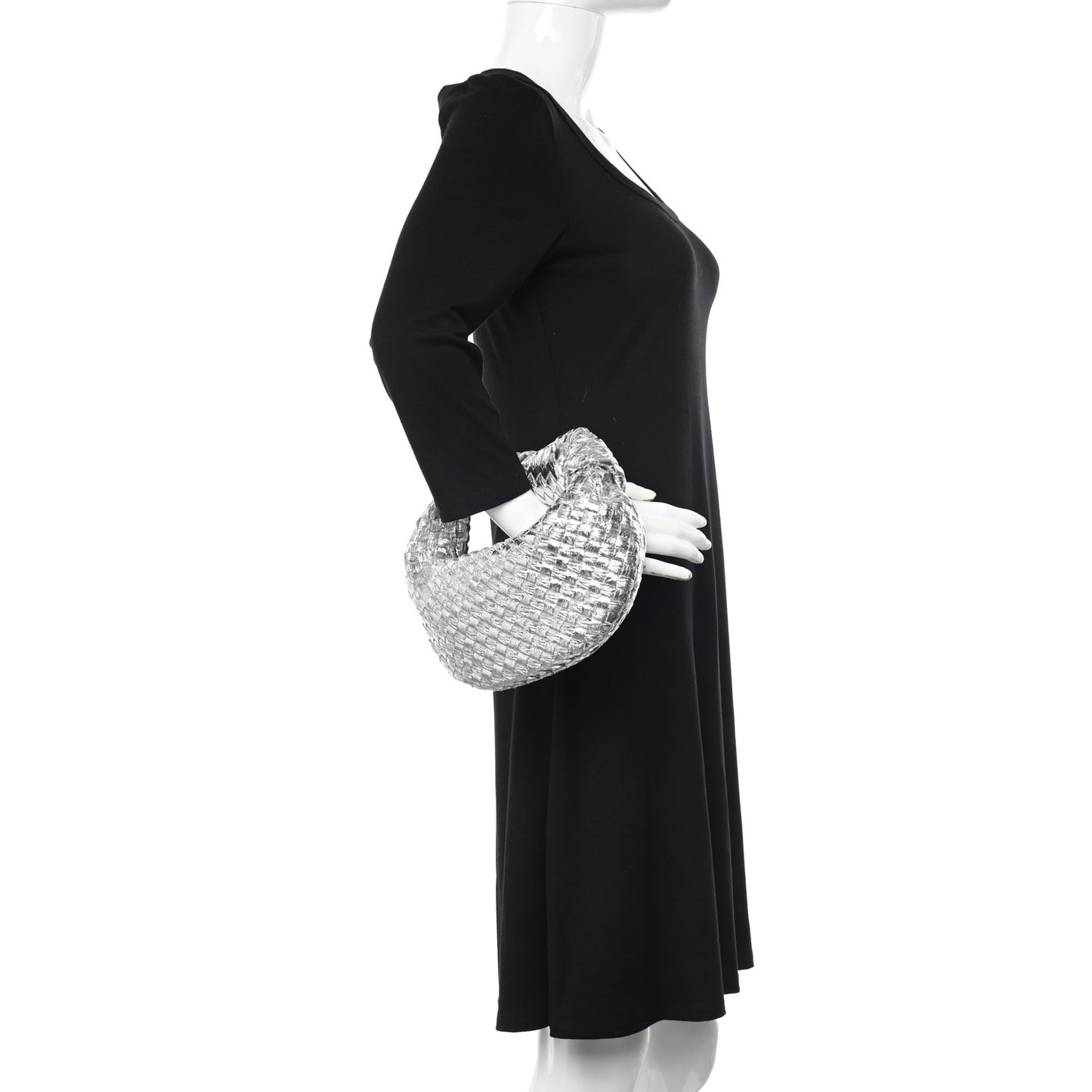 Metallic Nappa Intrecciato Mini Jodie Silver