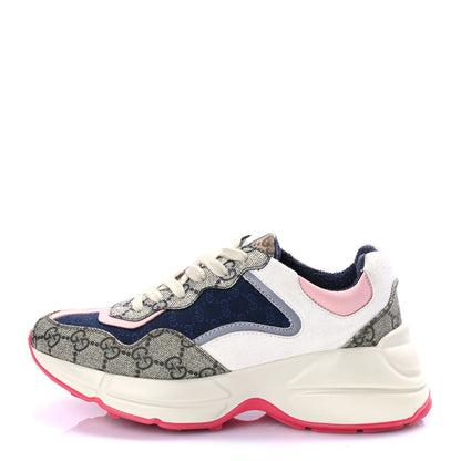 Gucci GG Supreme Monogram Mix Monogram Womens Rhyton Sneakers London Blue Beige Pale Pink 1 of 8