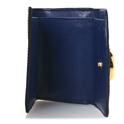 Chloe Lizard Crocodile Embossed Shiny Calfskin Small C Tri-Fold Wallet Chestnut Brown Blue Chestnut Brown Blue 5 of 7