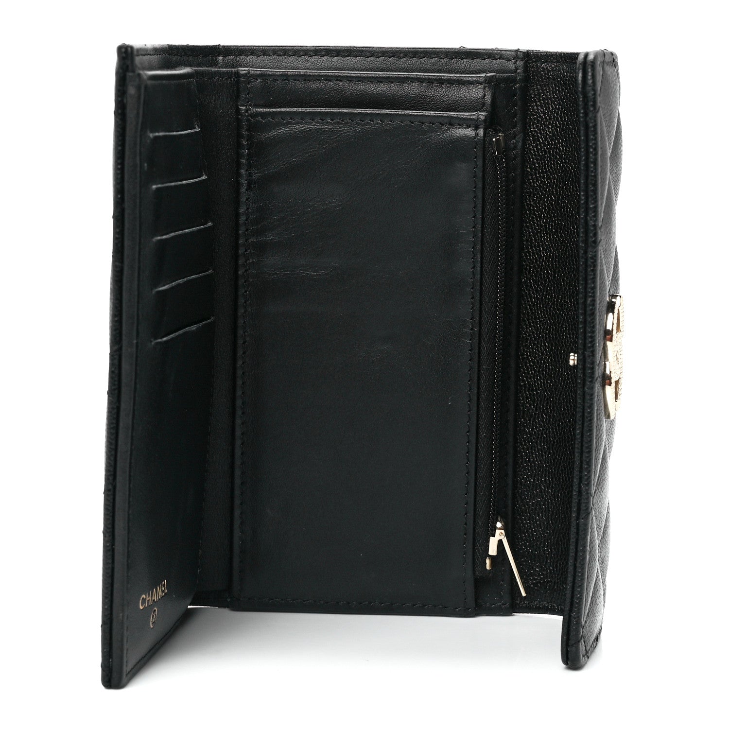 Chanel Caviar Quilted Studded CC Medium Flap Wallet Black 7 of 11