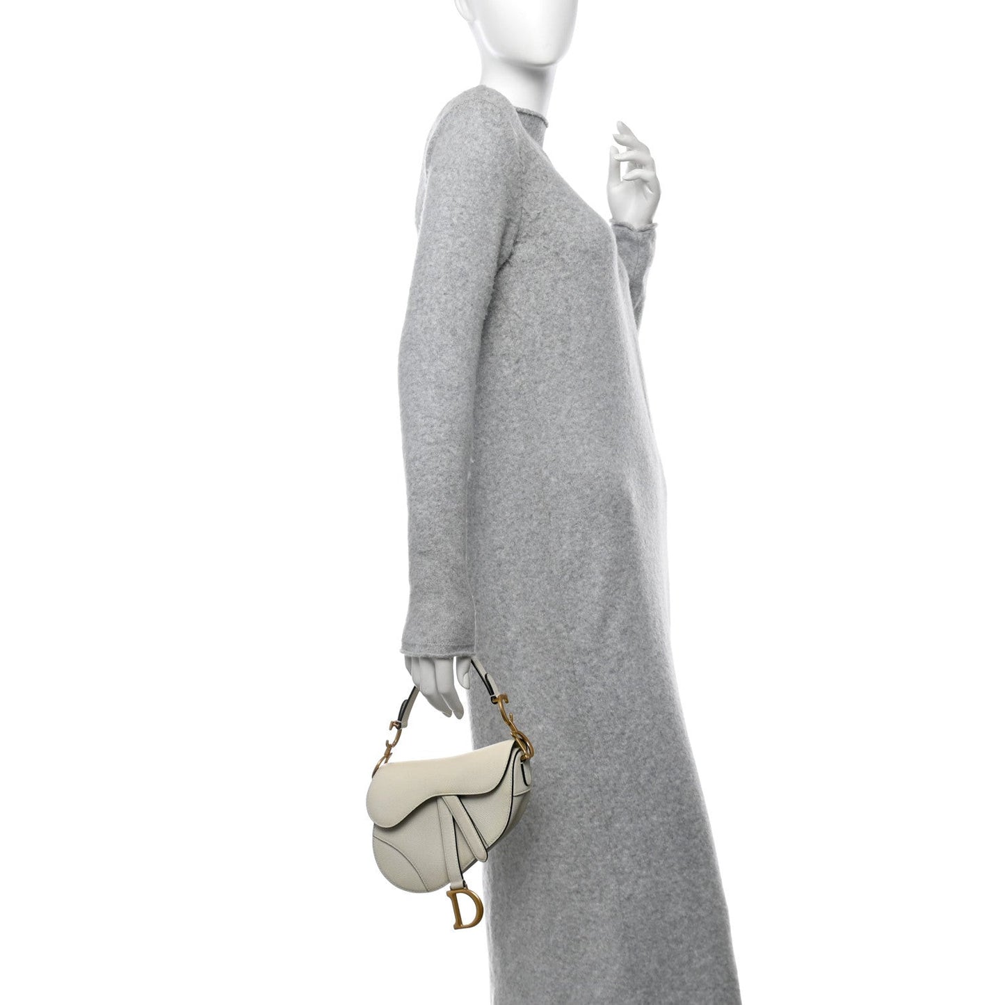 Grained Calfskin Mini Saddle Bag Ivory