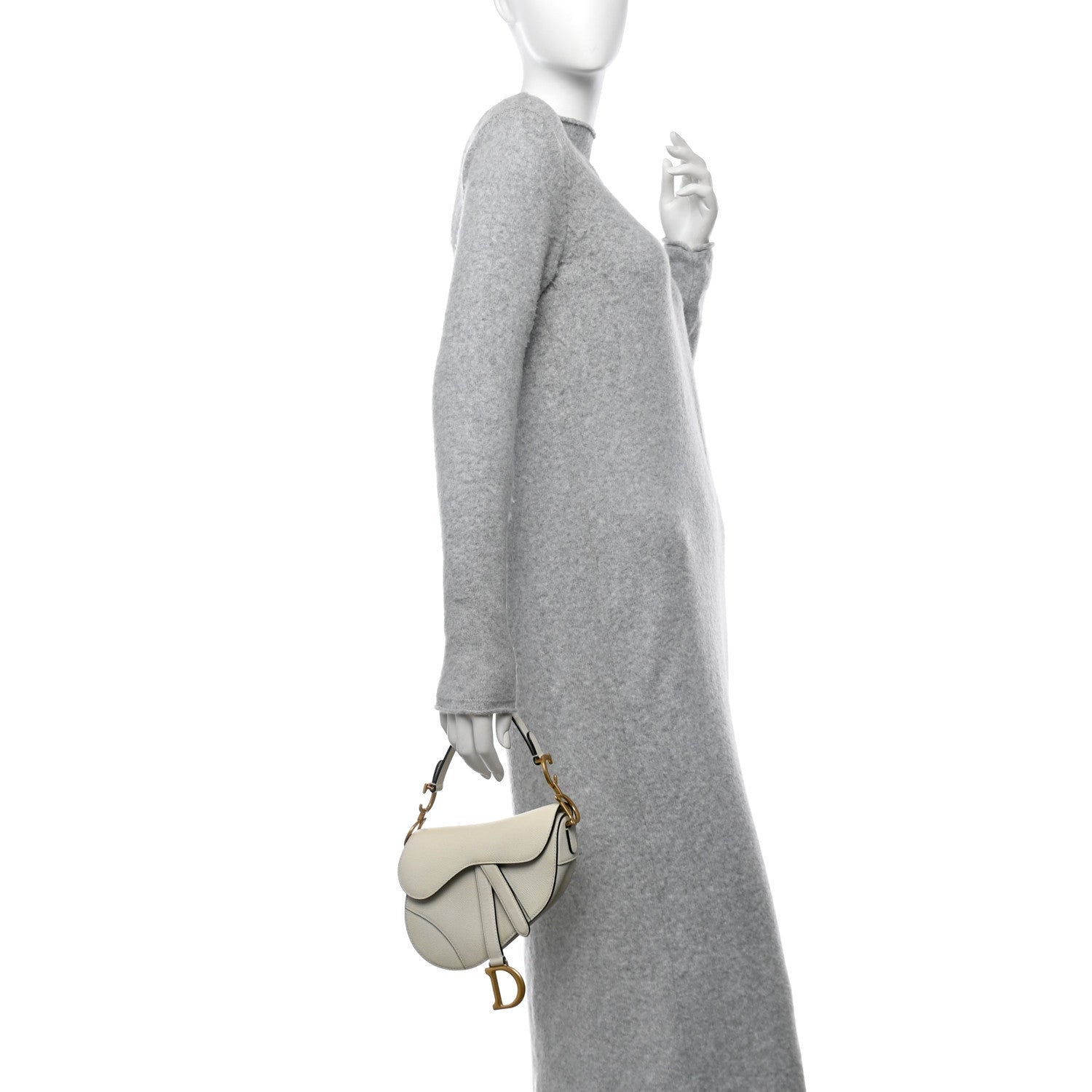 Christian Dior Grained Calfskin Mini Saddle Bag Ivory 3 of 7