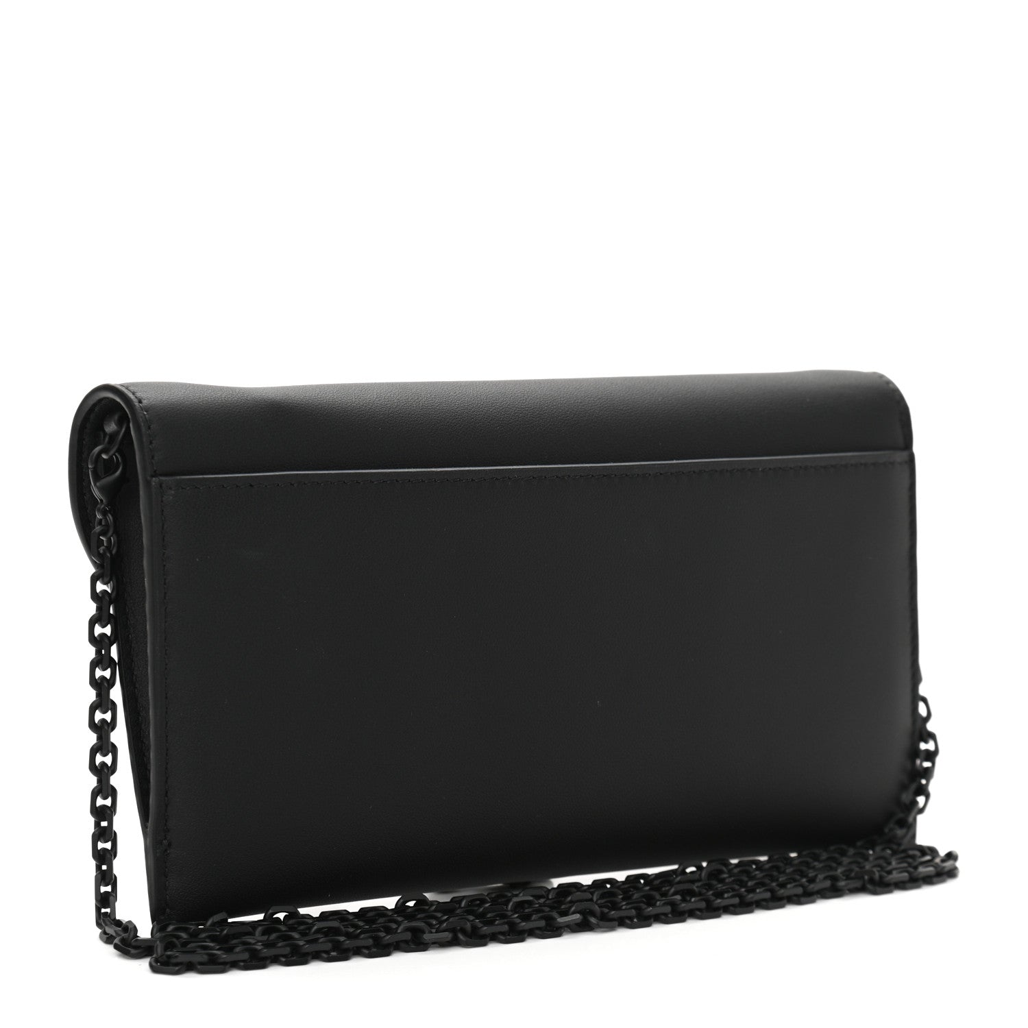 Christian Dior Ultra Matte Calfskin Saddle Chain Wallet Pouch Black 4 of 13