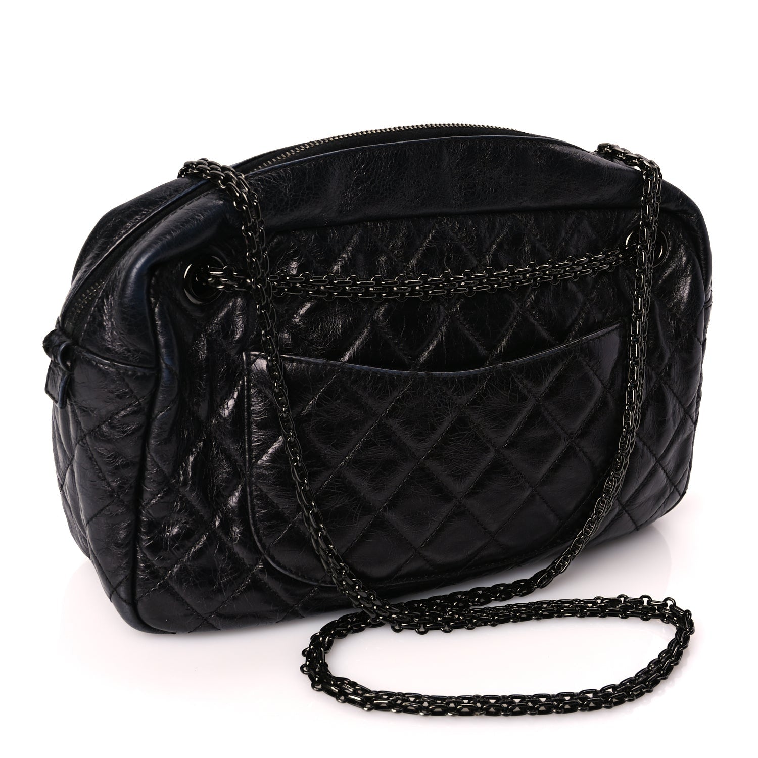 Chanel Metallic Aged Calfskin Quilted Medium Reissue Camera Case Black 2 of 8