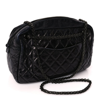 Chanel Metallic Aged Calfskin Quilted Medium Reissue Camera Case Black 2 of 8