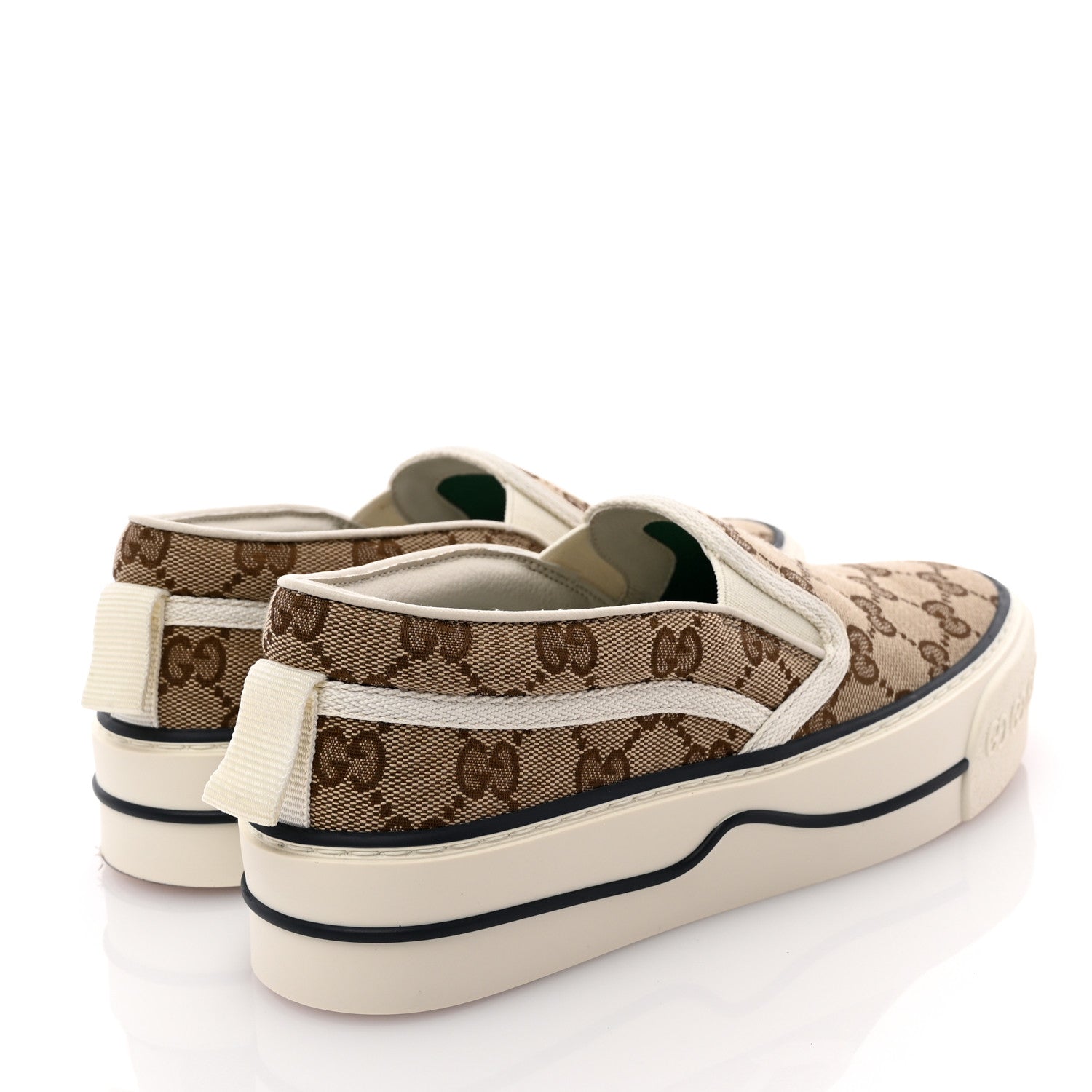 Gucci GG Monogram Womens 1977 Tennis Slip On 30mm Sneakers 36.5 Beige Ebony Mystic White 4 of 11