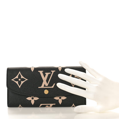 Louis Vuitton Empreinte Monogram Giant Emilie Wallet Black Beige 2 of 7