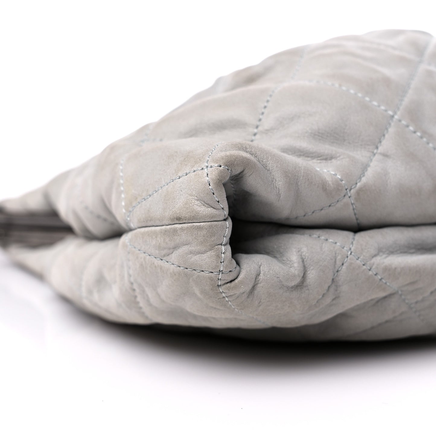 Iridescent Calfskin Chic Quilt Frame Tote Light Grey